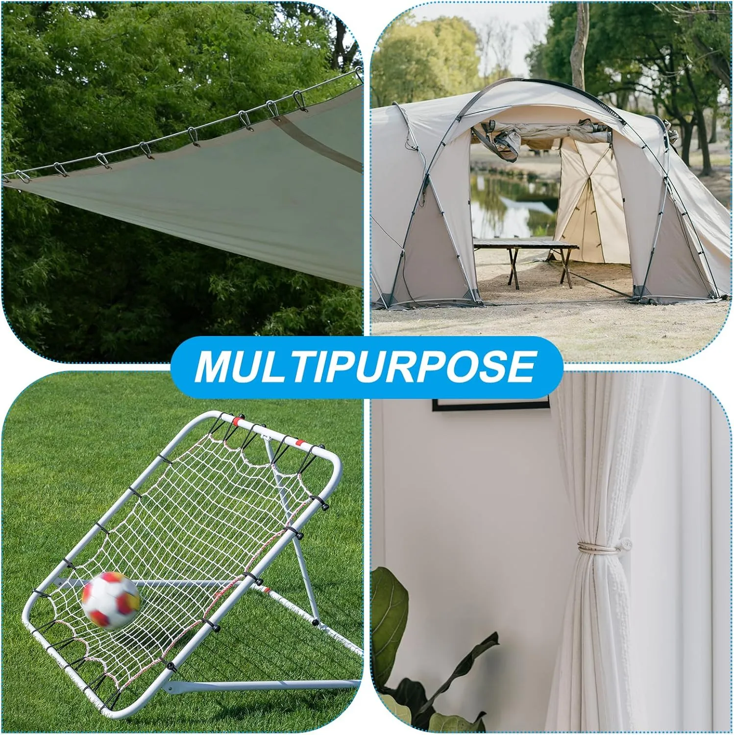 PATIKIL 6 Inch Tarp Ball Bungee Cord, 50 Pack Bungee Cords with Balls Canopy Tarp Tie Downs Cords Elastic String for Outdoor Camping Cargo Shelter Tent, White