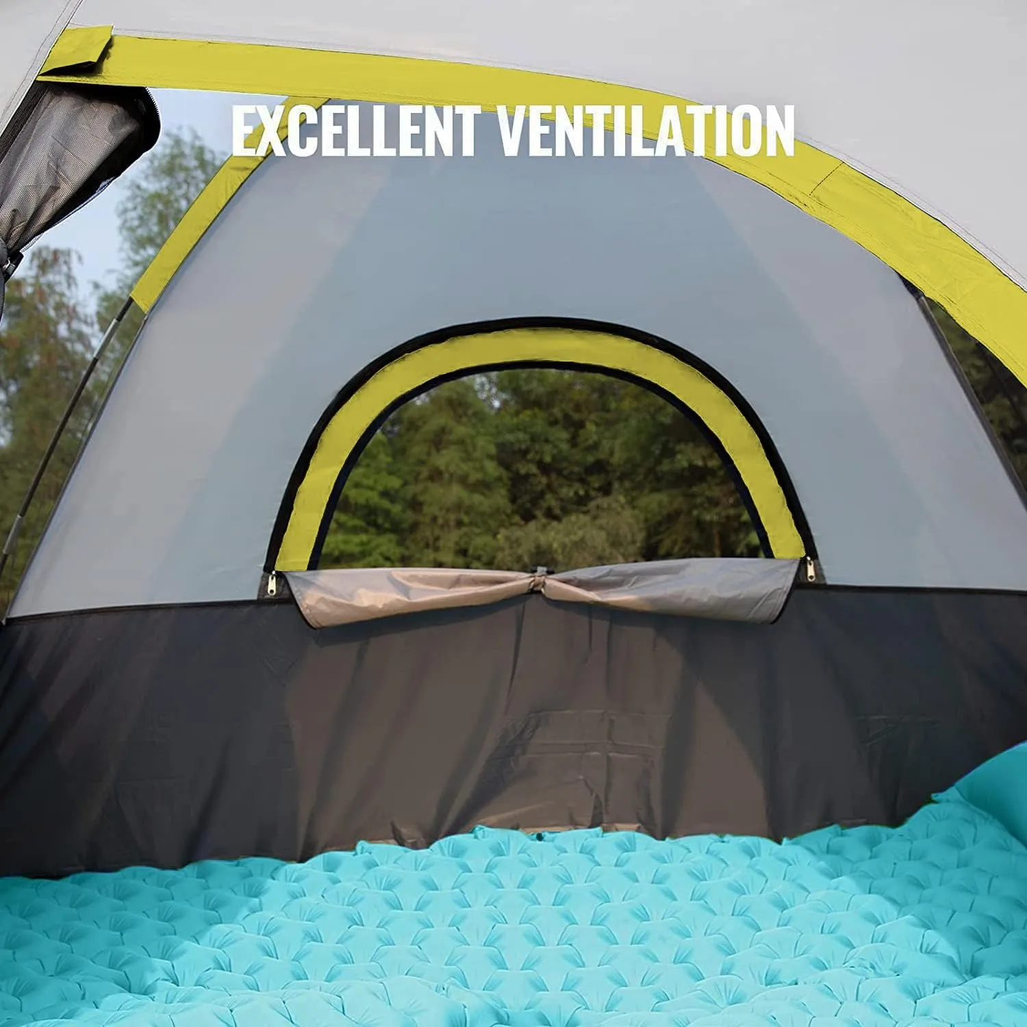 Person Camping Tent, Outdoor Family Tent with Removable Rainfly for Backpacking, Hiking, Windproof and Waterproof Dome Tent for Comfortable Trip, Easy Set Up