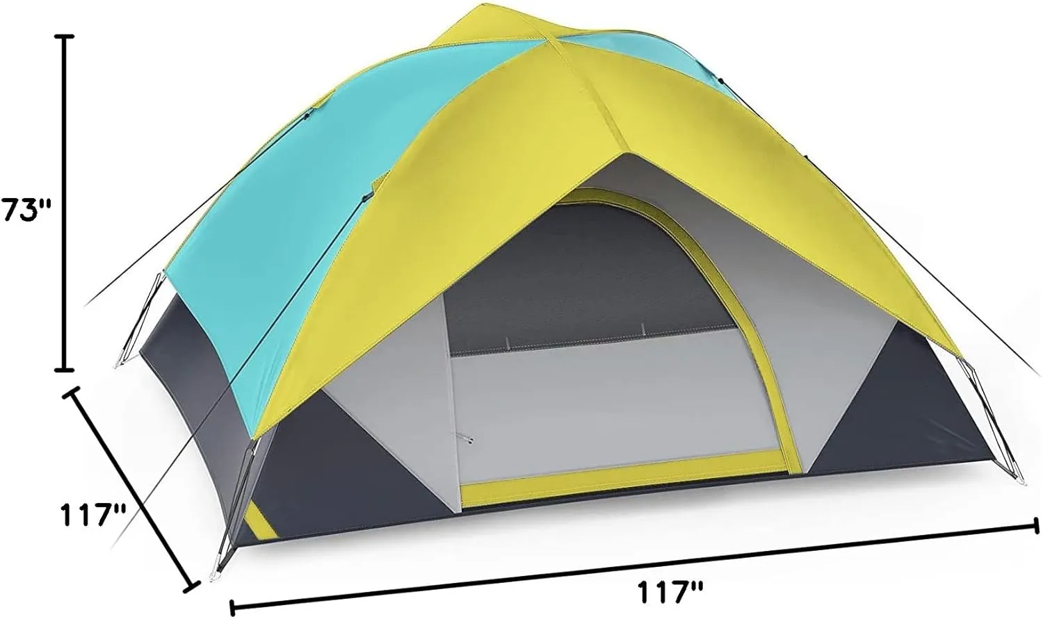 Person Camping Tent, Outdoor Family Tent with Removable Rainfly for Backpacking, Hiking, Windproof and Waterproof Dome Tent for Comfortable Trip, Easy Set Up