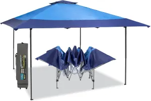 PHI VILLA Pop-Up Canopy Tent 13x13 Instant Shelter Outdoor Canopy with Wheeled Bag, Blue