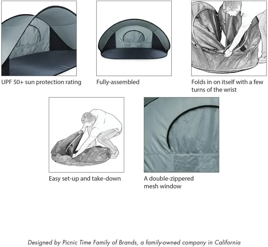 PICNIC TIME NFL Manta Portable Beach Tent - Pop Up Tent - Beach Sun Shelter Pop Up