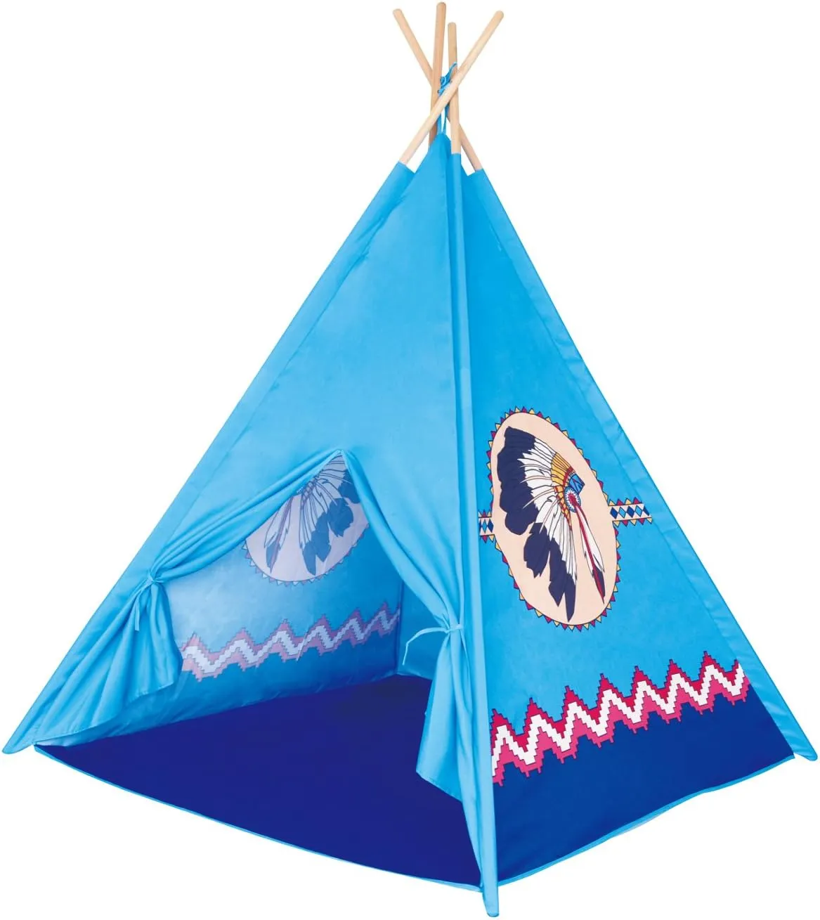 POCO DIVO Apache Turquoise Teepee Tent Kids Indoor Playhouse Children Outdoor Play Castle Toy Tipi with Wooden Poles