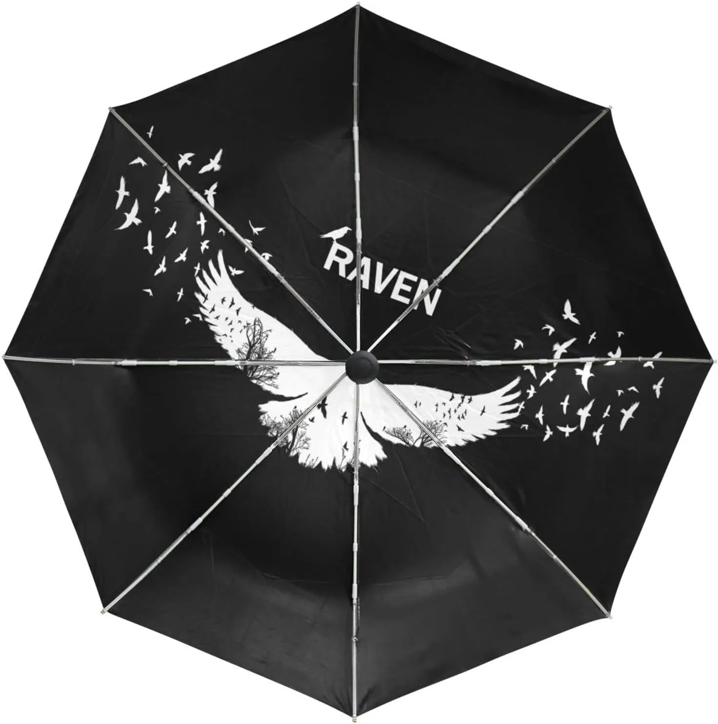 Poeticcity Automatic Folding UPF 50  Anti-UV Rain Umbrella, Auto Open/Close 3 Folds Sun Parasol Canopy Windproof Compact Travel Umbrella