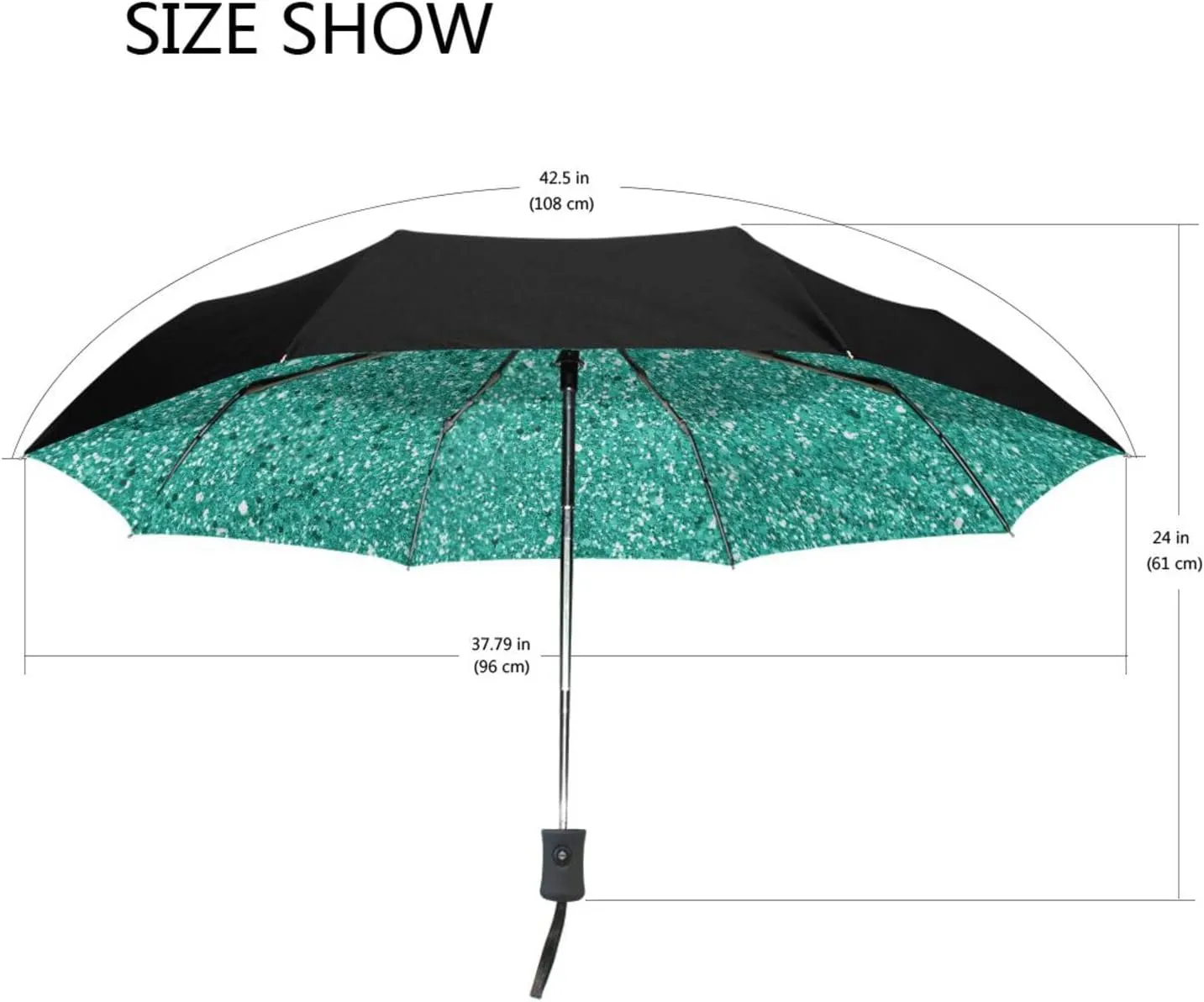 Poeticcity Automatic Folding UPF 50  Anti-UV Rain Umbrella, Auto Open/Close 3 Folds Sun Parasol Canopy Windproof Compact Travel Umbrella