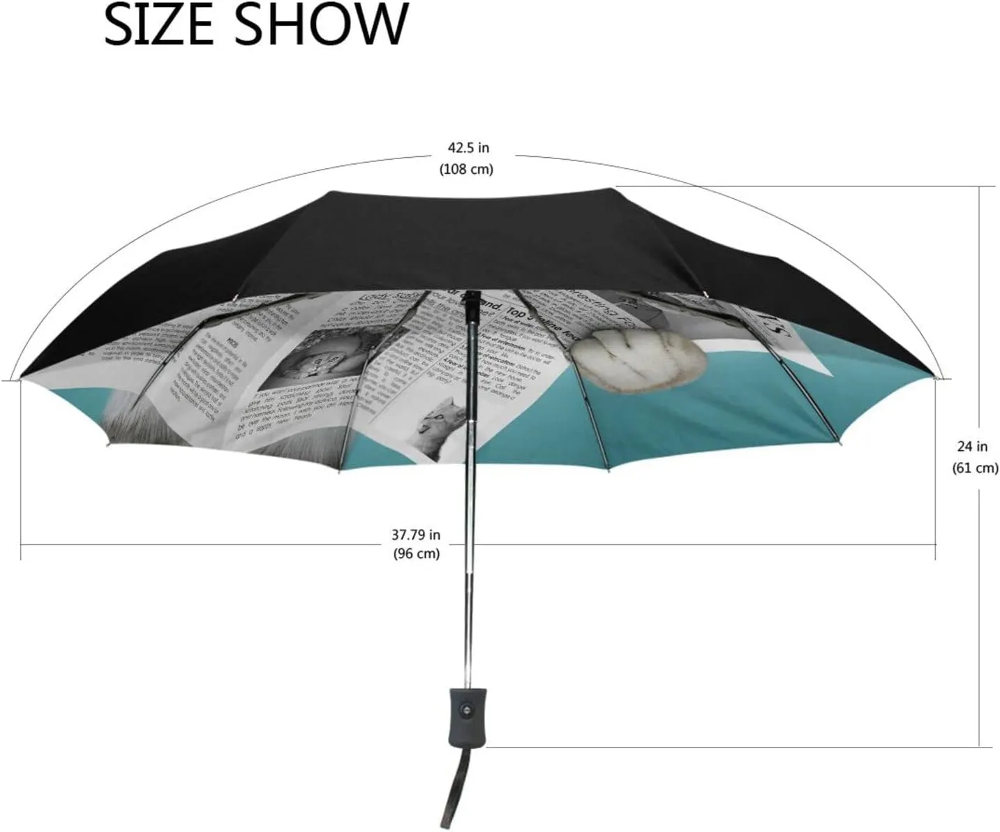 Poeticcity Automatic Folding UPF 50  Anti-UV Rain Umbrella, Auto Open/Close 3 Folds Sun Parasol Canopy Windproof Compact Travel Umbrella