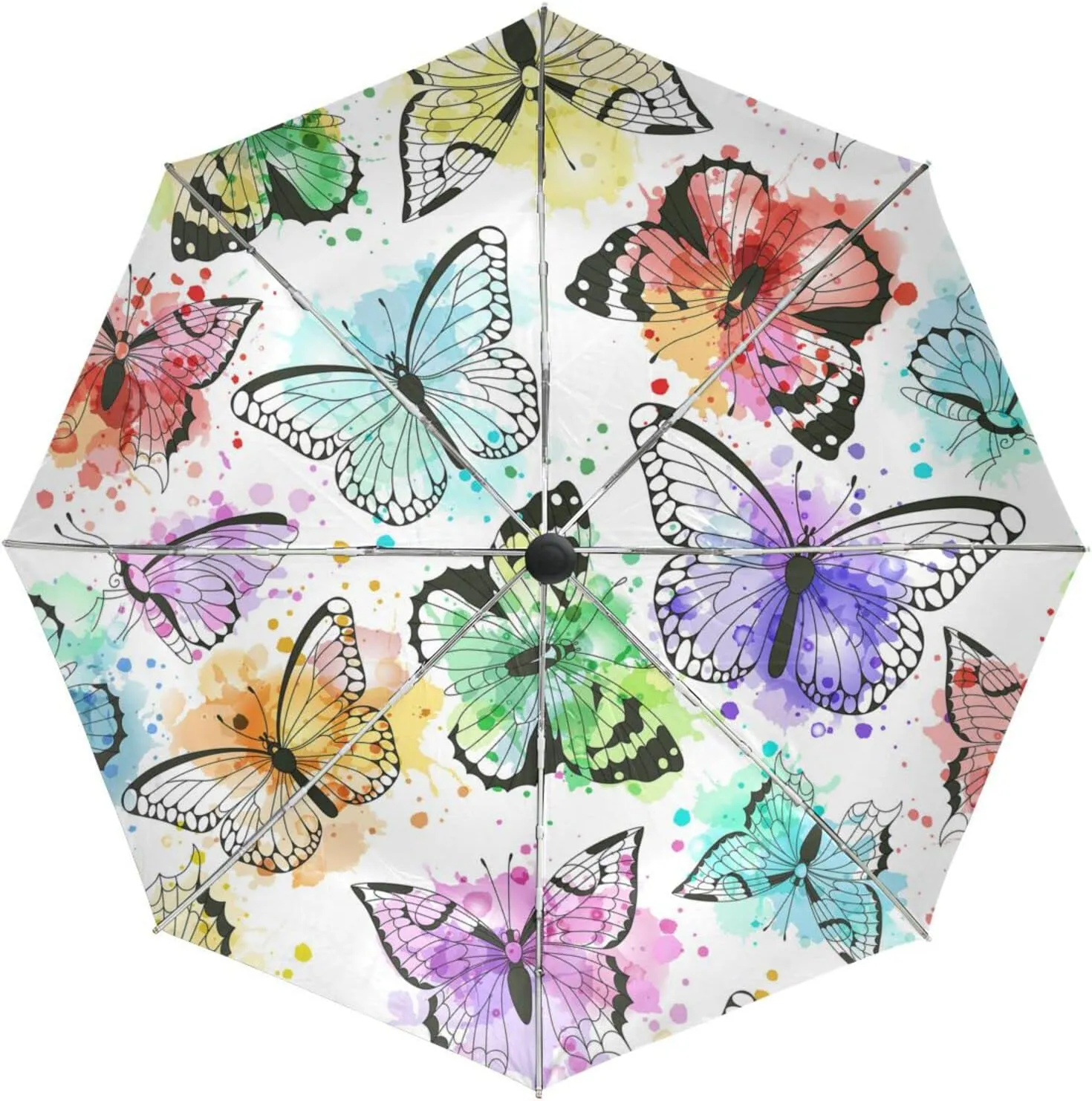 Poeticcity Automatic Folding UPF 50  Anti-UV Rain Umbrella, Auto Open/Close 3 Folds Sun Parasol Canopy Windproof Compact Travel Umbrella