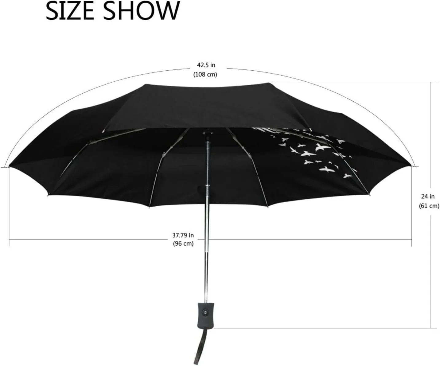 Poeticcity Automatic Folding UPF 50  Anti-UV Rain Umbrella, Auto Open/Close 3 Folds Sun Parasol Canopy Windproof Compact Travel Umbrella
