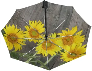 Poeticcity Automatic Folding UPF 50  Anti-UV Rain Umbrella, Auto Open/Close 3 Folds Sun Parasol Canopy Windproof Compact Travel Umbrella