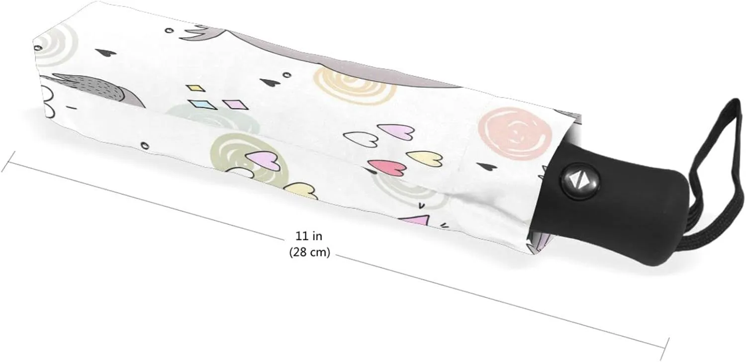 Poeticcity Automatic Folding UPF 50  Anti-UV Rain Umbrella, Auto Open/Close 3 Folds Sun Parasol Canopy Windproof Compact Travel Umbrella