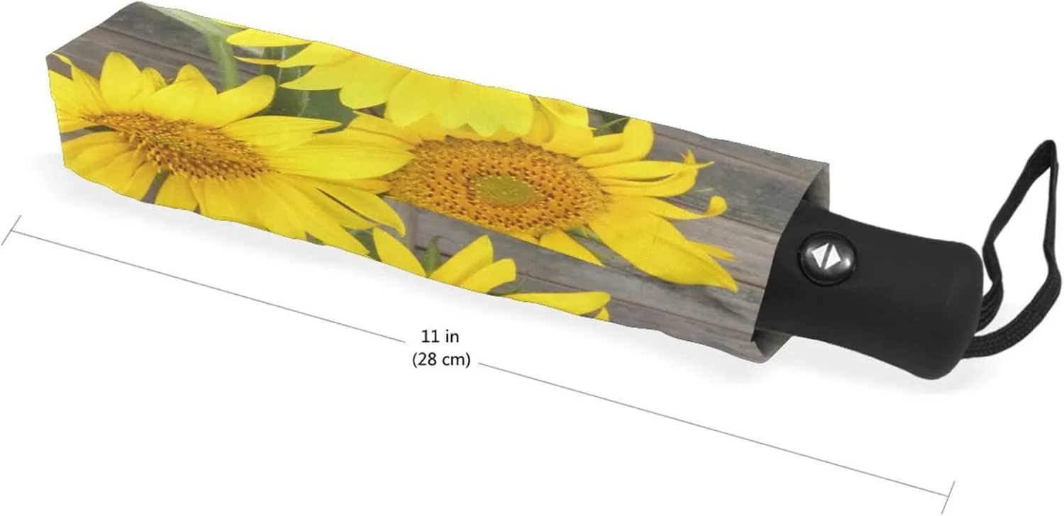 Poeticcity Automatic Folding UPF 50  Anti-UV Rain Umbrella, Auto Open/Close 3 Folds Sun Parasol Canopy Windproof Compact Travel Umbrella