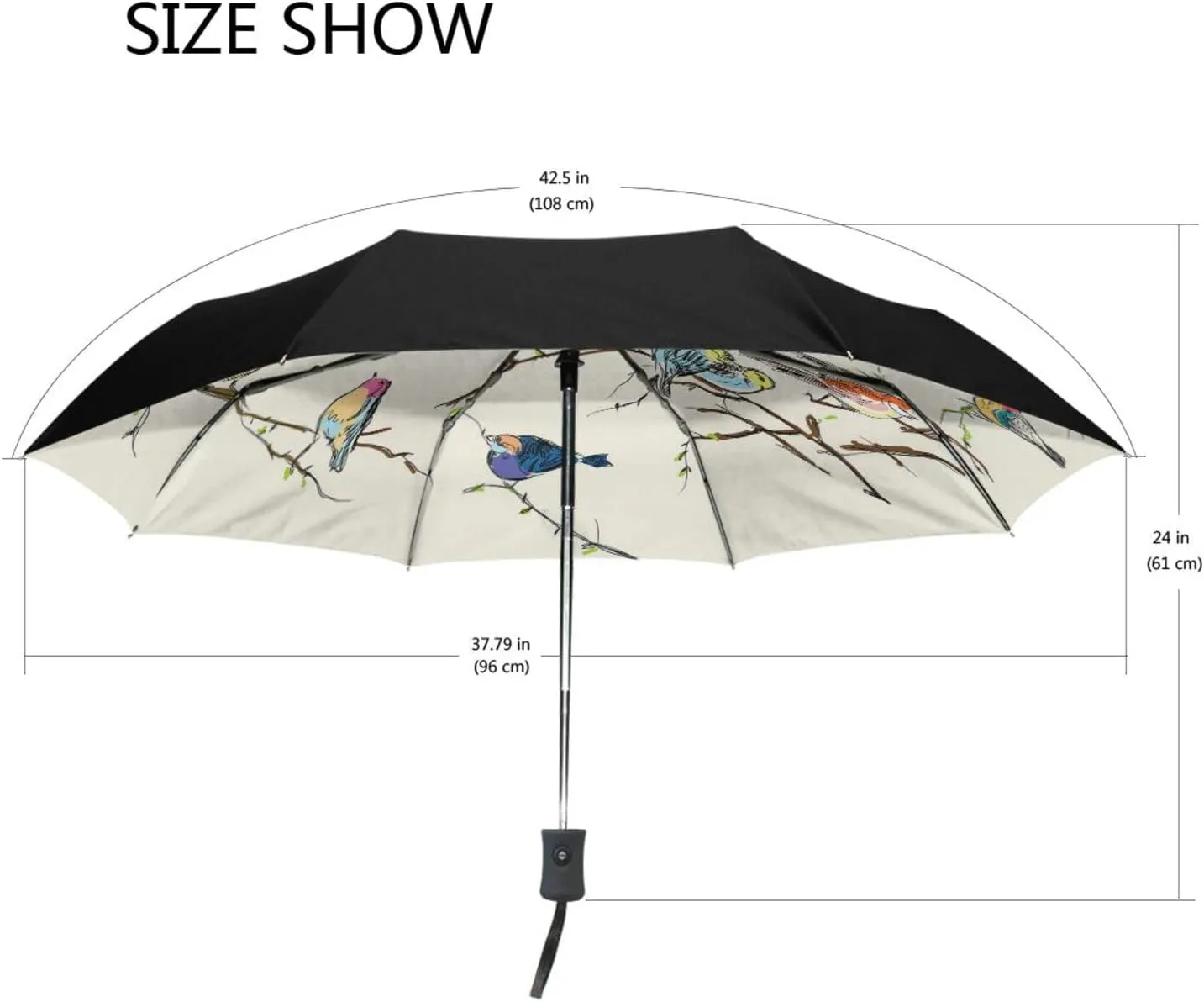 Poeticcity Automatic Folding UPF 50  Anti-UV Rain Umbrella, Auto Open/Close 3 Folds Sun Parasol Canopy Windproof Compact Travel Umbrella