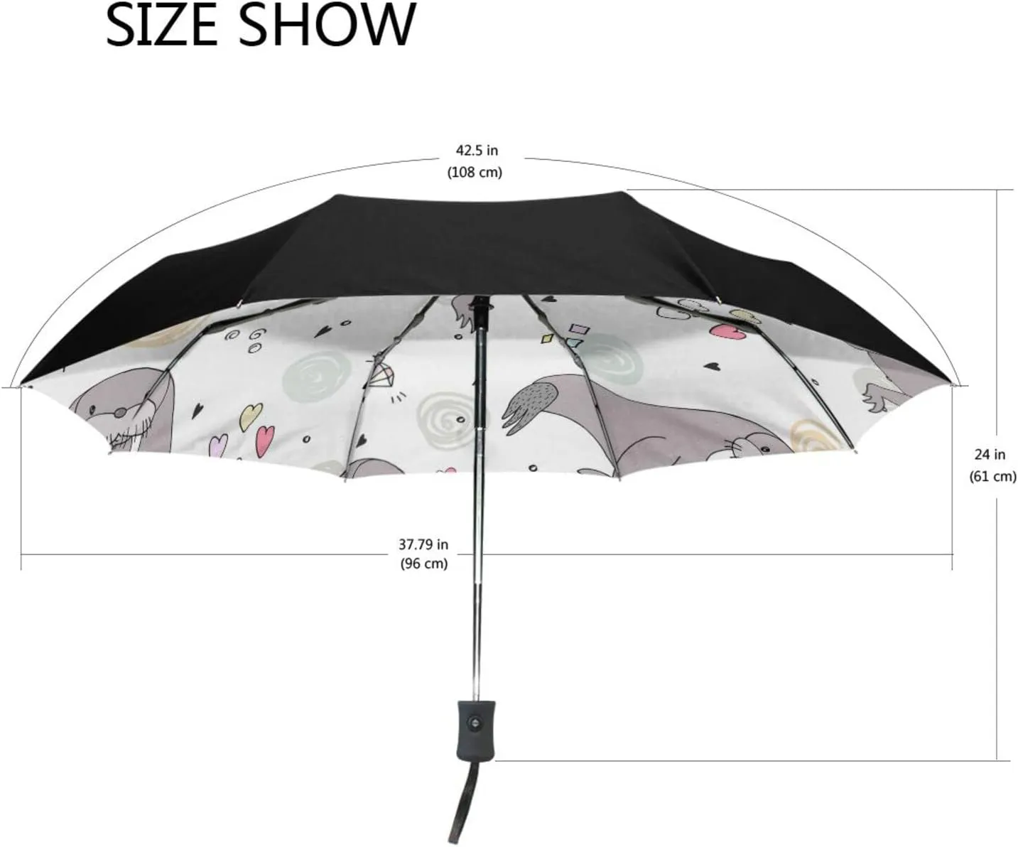 Poeticcity Automatic Folding UPF 50  Anti-UV Rain Umbrella, Auto Open/Close 3 Folds Sun Parasol Canopy Windproof Compact Travel Umbrella