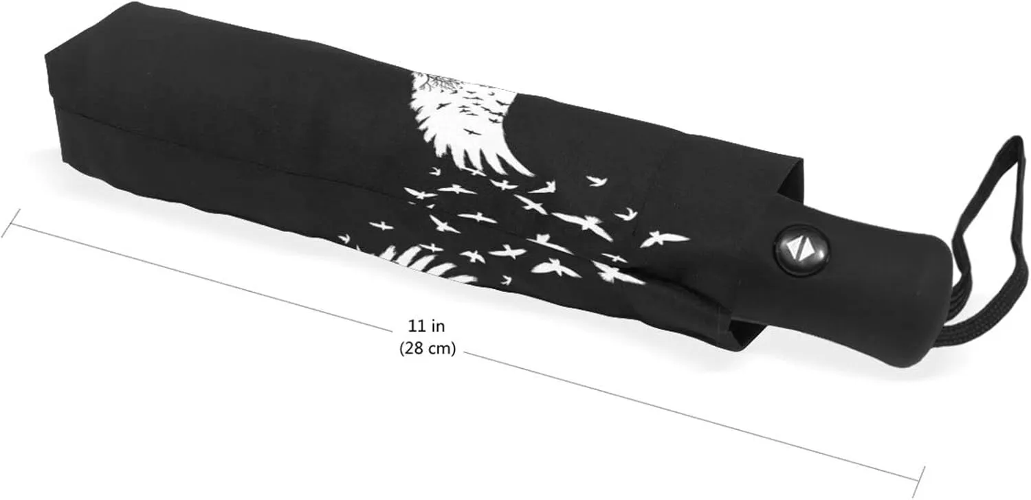 Poeticcity Automatic Folding UPF 50  Anti-UV Rain Umbrella, Auto Open/Close 3 Folds Sun Parasol Canopy Windproof Compact Travel Umbrella