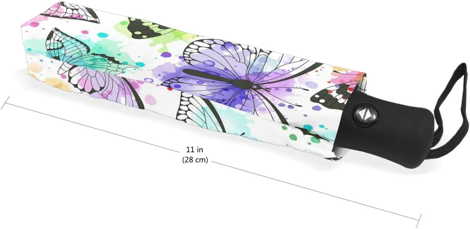Poeticcity Automatic Folding UPF 50  Anti-UV Rain Umbrella, Auto Open/Close 3 Folds Sun Parasol Canopy Windproof Compact Travel Umbrella