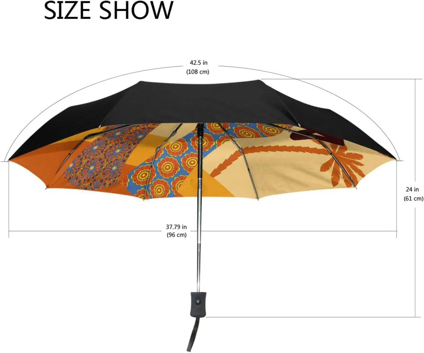 Poeticcity Automatic Folding UPF 50  Anti-UV Rain Umbrella, Auto Open/Close 3 Folds Sun Parasol Canopy Windproof Compact Travel Umbrella