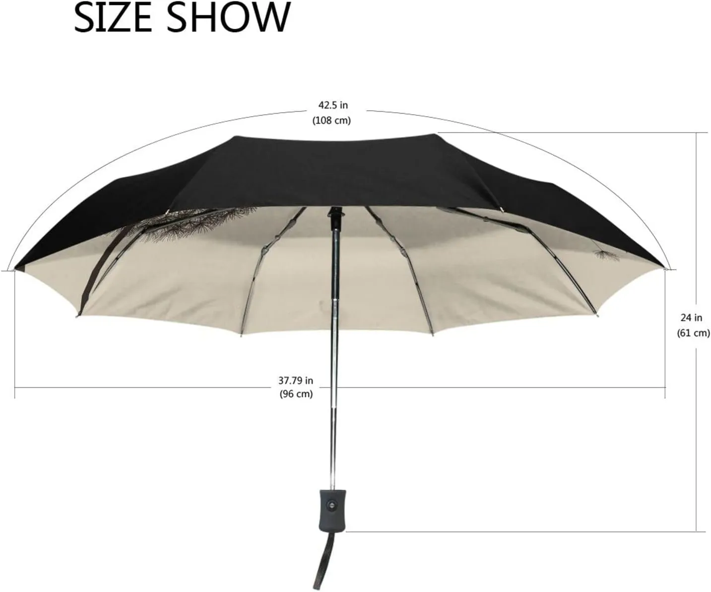 Poeticcity Automatic Folding UPF 50  Anti-UV Rain Umbrella, Auto Open/Close 3 Folds Sun Parasol Canopy Windproof Compact Travel Umbrella