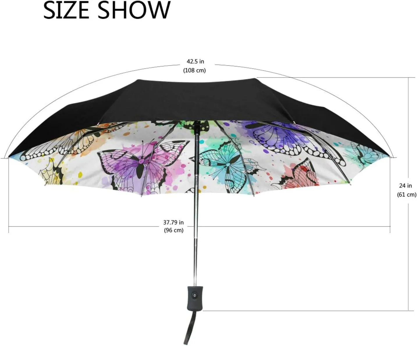 Poeticcity Automatic Folding UPF 50  Anti-UV Rain Umbrella, Auto Open/Close 3 Folds Sun Parasol Canopy Windproof Compact Travel Umbrella