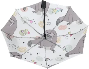 Poeticcity Automatic Folding UPF 50  Anti-UV Rain Umbrella, Auto Open/Close 3 Folds Sun Parasol Canopy Windproof Compact Travel Umbrella