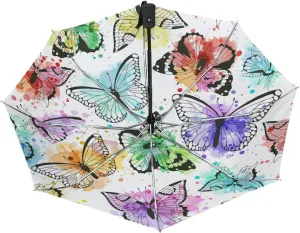 Poeticcity Automatic Folding UPF 50  Anti-UV Rain Umbrella, Auto Open/Close 3 Folds Sun Parasol Canopy Windproof Compact Travel Umbrella