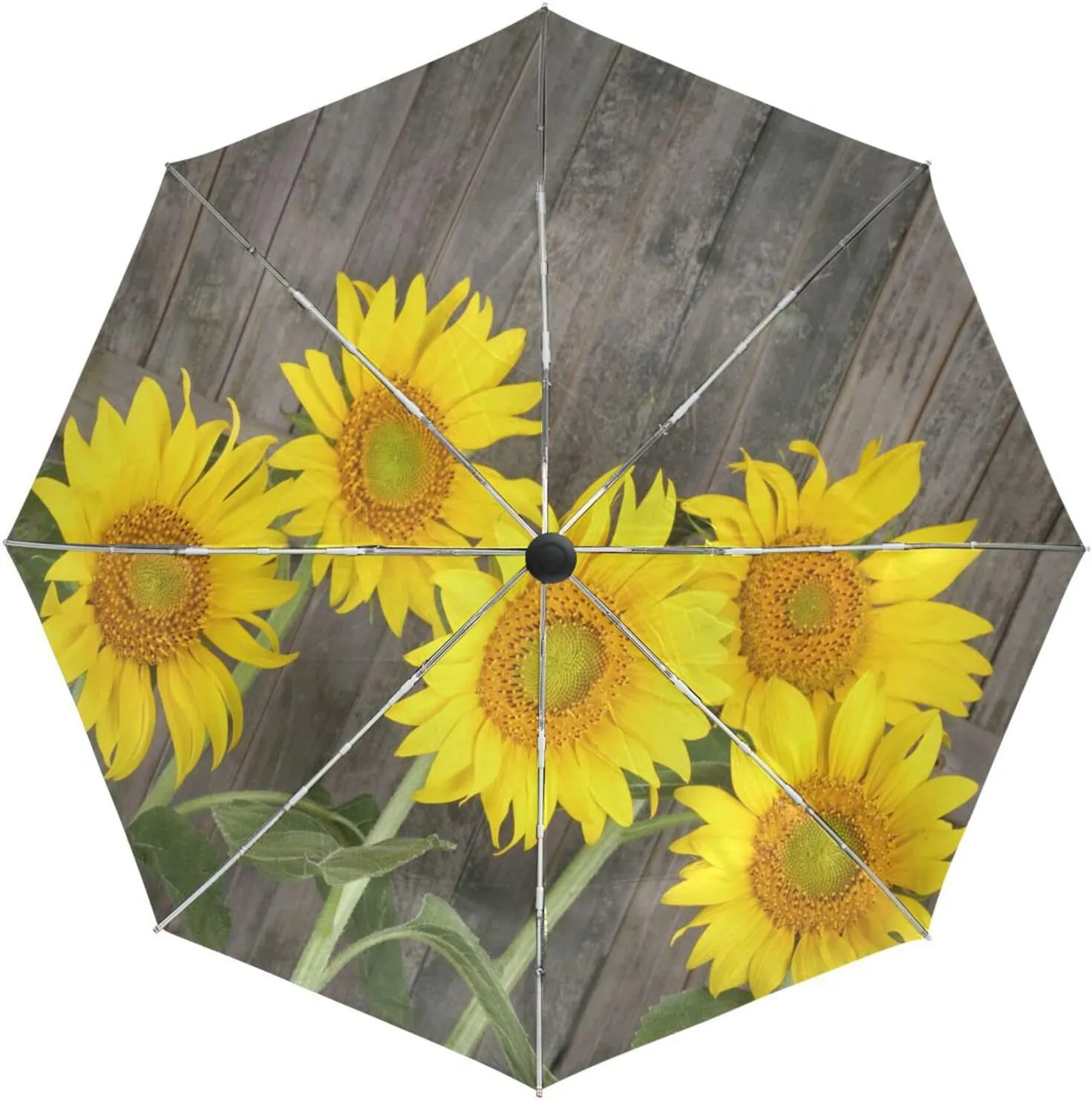 Poeticcity Automatic Folding UPF 50  Anti-UV Rain Umbrella, Auto Open/Close 3 Folds Sun Parasol Canopy Windproof Compact Travel Umbrella