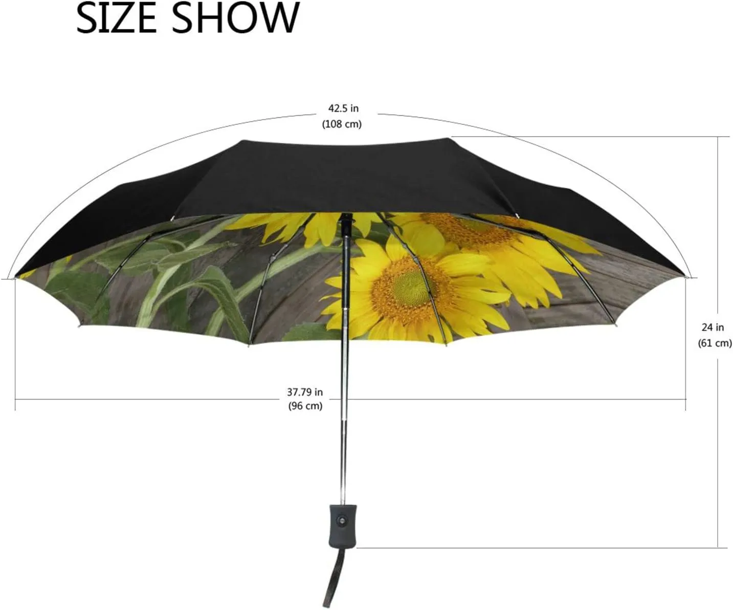 Poeticcity Automatic Folding UPF 50  Anti-UV Rain Umbrella, Auto Open/Close 3 Folds Sun Parasol Canopy Windproof Compact Travel Umbrella