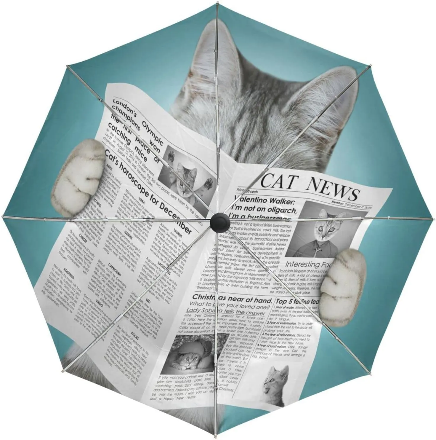 Poeticcity Automatic Folding UPF 50  Anti-UV Rain Umbrella, Auto Open/Close 3 Folds Sun Parasol Canopy Windproof Compact Travel Umbrella
