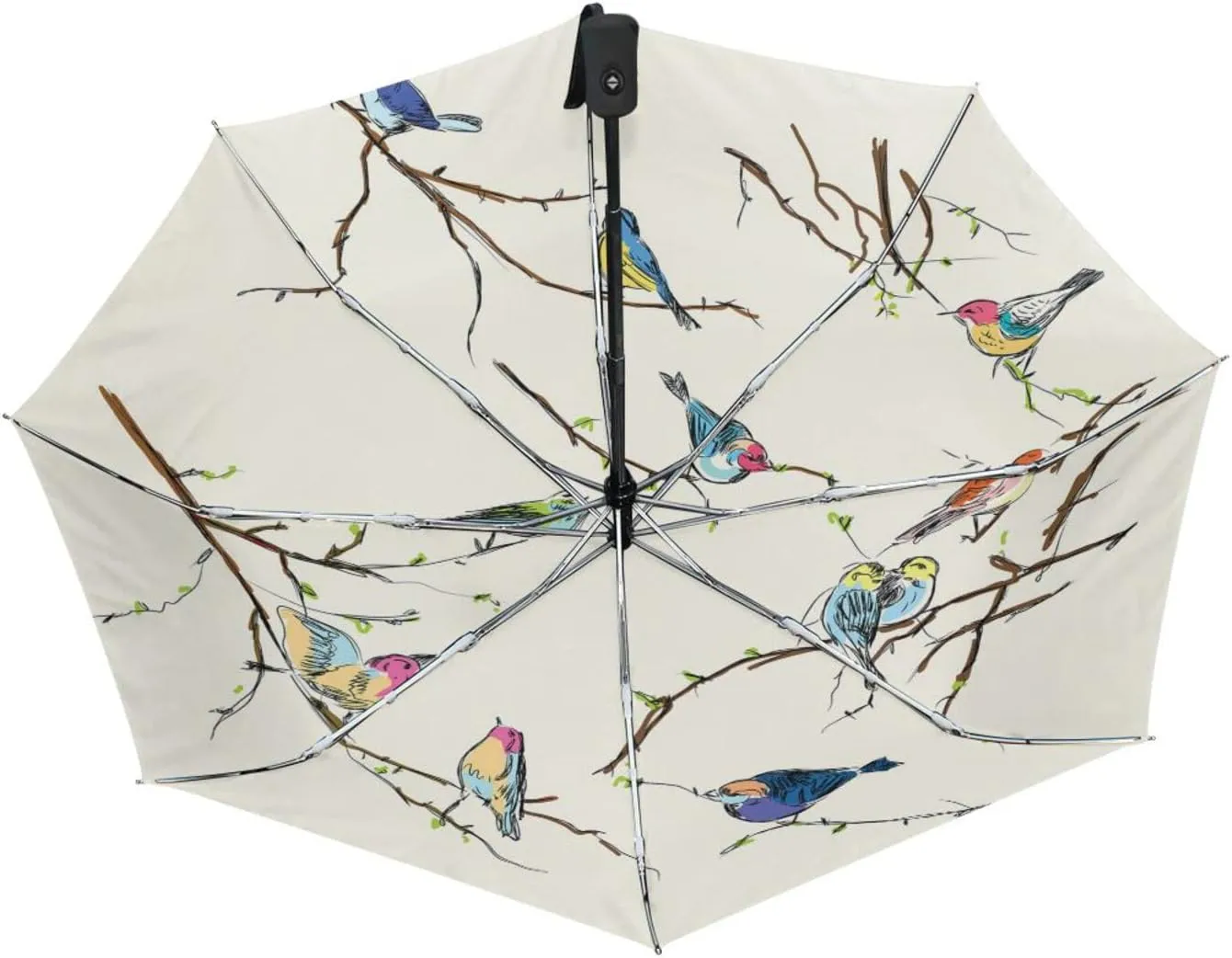 Poeticcity Automatic Folding UPF 50  Anti-UV Rain Umbrella, Auto Open/Close 3 Folds Sun Parasol Canopy Windproof Compact Travel Umbrella