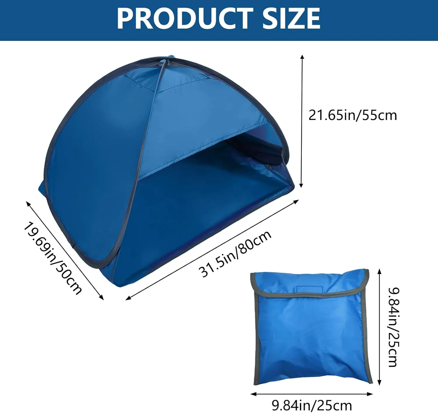 Pop Up Beach Sun Tent, 1 Person, Blue, 31.51 x 19.69 x 21.65 Inches, Sun Shelter, Sun Protection, Beach