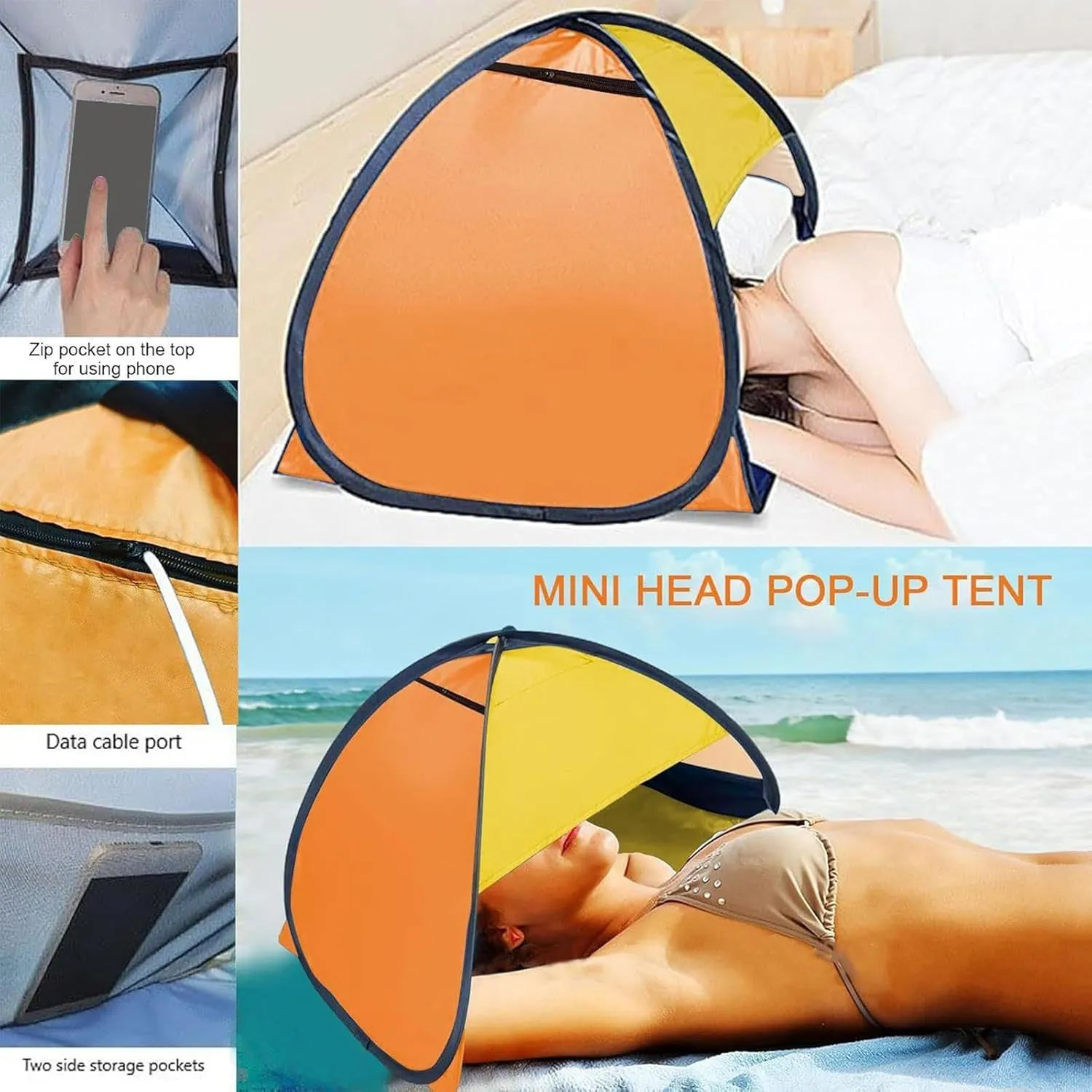 Pop Up Beach Tent for Head | UV Protection Beach Shade Tent for Head,Easy Setup Automatic Sun Shelters for Outdoor Hiking Picnic Sunbathing Fishing