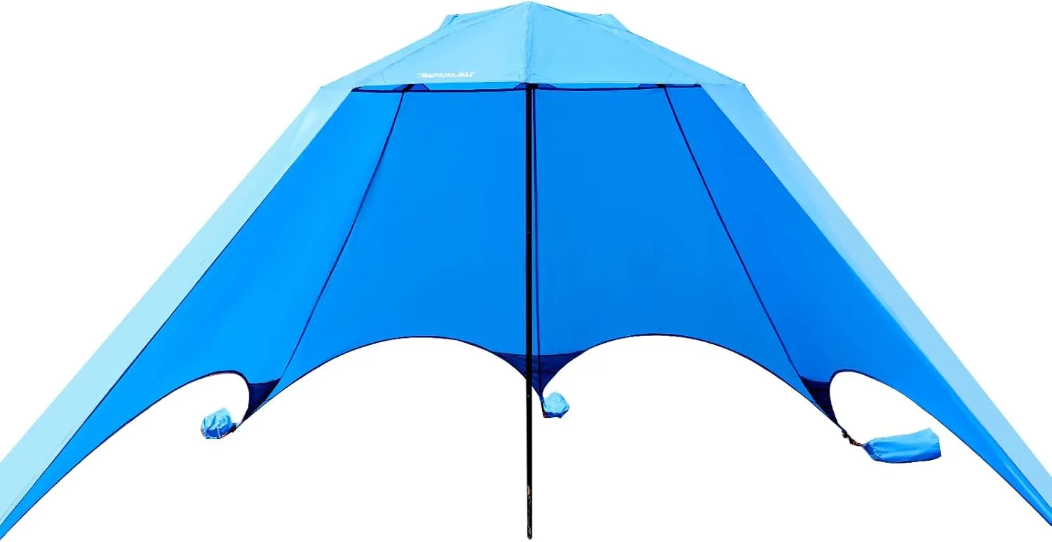Pop Up Beach Tent, Portable Shade Sun Shelter UPF50  UV Protection for 4 Person Extendable Floor for Fishing Hiking Camping, Waterproof Windproof (Dark Blue)