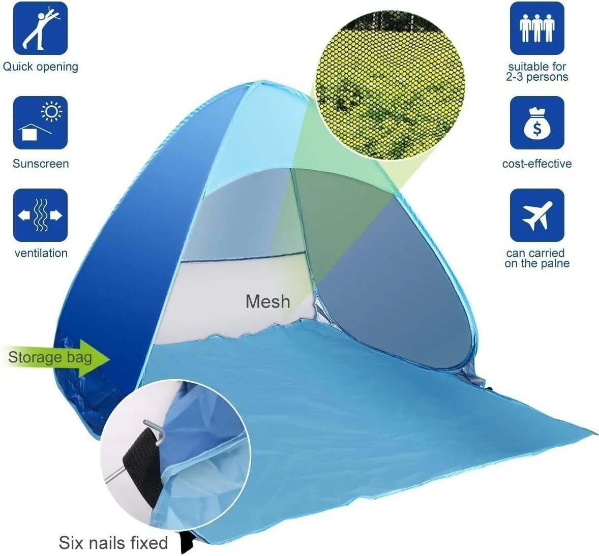 Pop Up Beach Tent, UPF 50  for UV Sun Protection Camping Tent, Waterproof Beach Umbrella for Family Portable Sun Shades for Outdoor Patio, Fishing, Picnic,Pool Parties (Green)