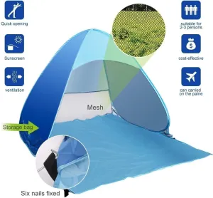 Pop Up Beach Tent, UPF 50  for UV Sun Protection Camping Tent, Waterproof Beach Umbrella for Family Portable Sun Shades for Outdoor Patio, Fishing, Picnic,Pool Parties (Green)