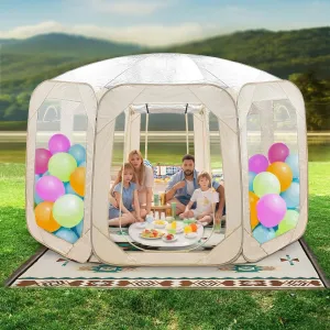 Pop Up Bubble Tent Screen Houses Outdoor Camping Tent, 540 Degree Fully Transparent Non Dead Corner Gazebo