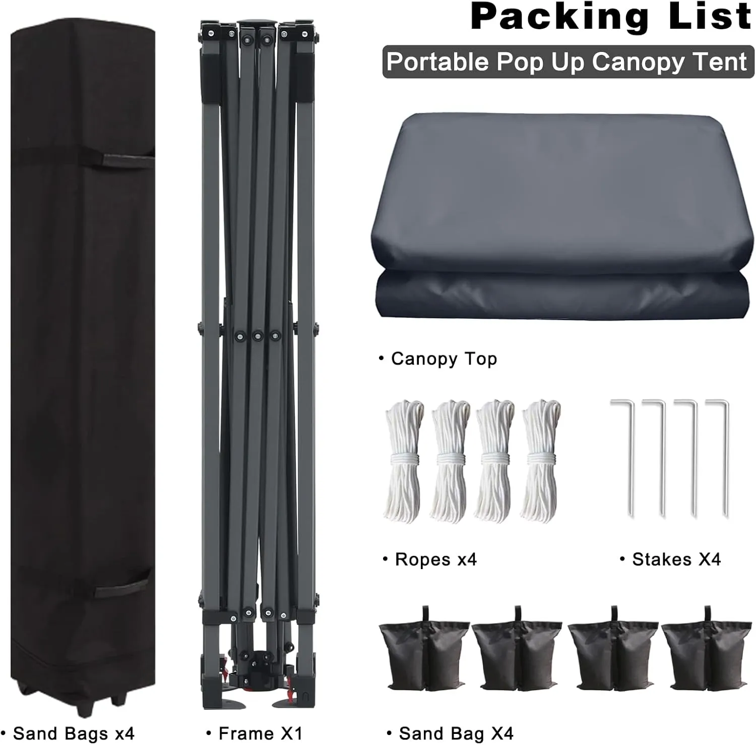 Pop up Canopy Tent 10x10 for Backyard Outdoor Portable Easy with Wheeled Carry Bags,4Ropes and Stakes and 4 sandbags,Gray