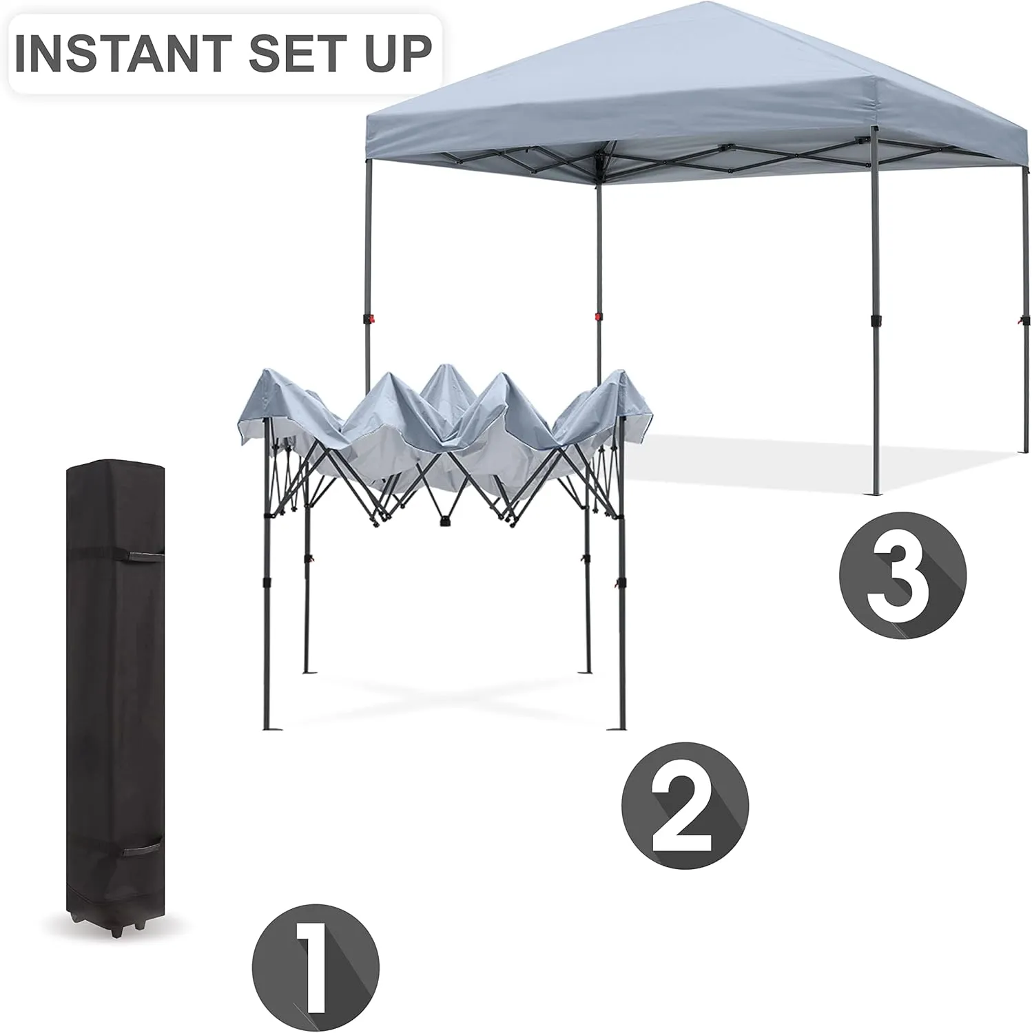 Pop up Canopy Tent 10x10 for Backyard Outdoor Portable Easy with Wheeled Carry Bags,4Ropes and Stakes and 4 sandbags,Gray