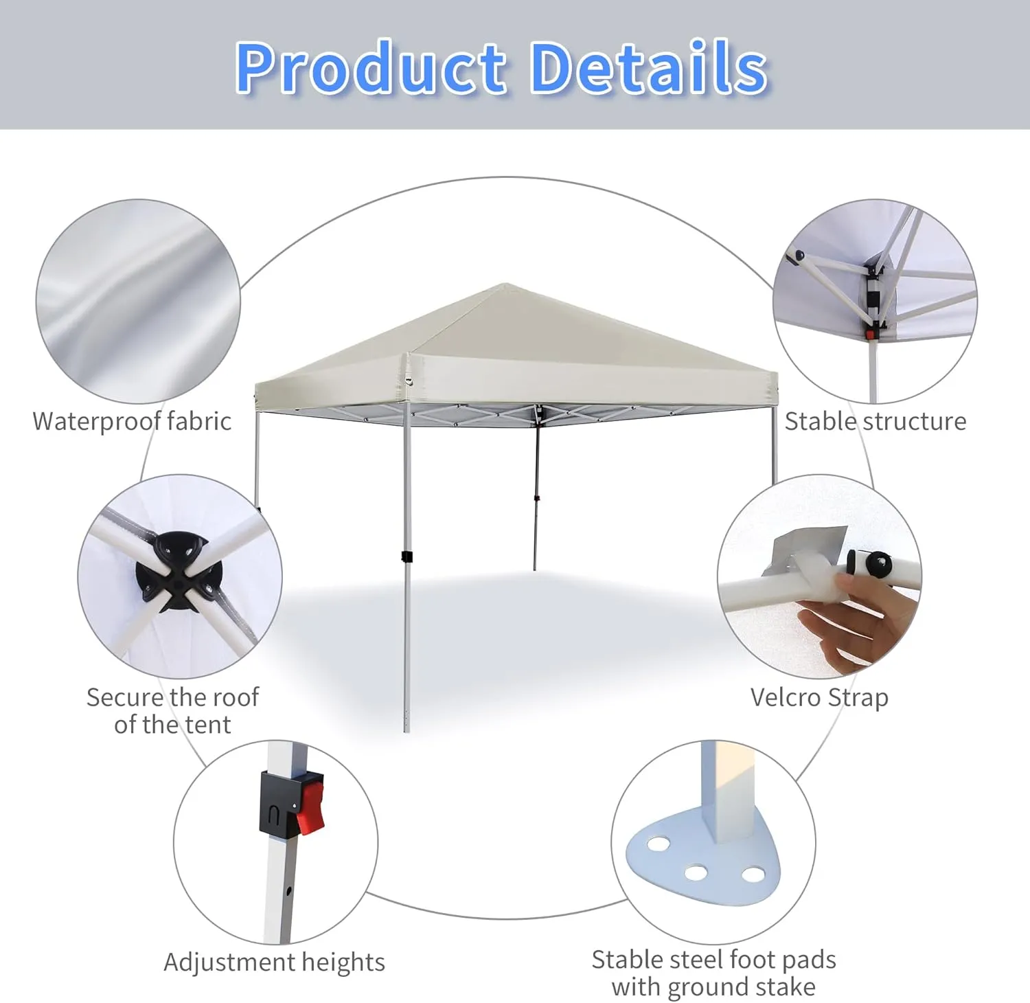 Pop Up Canopy Tent 8X8 FT,Easy Set-up Sade,Instant Shelter w/Canopy Cover,4 Ropes,Adjustable Straight Leg Heights Canopies,Outdoor Patio Tents for Parties,Commercial,White