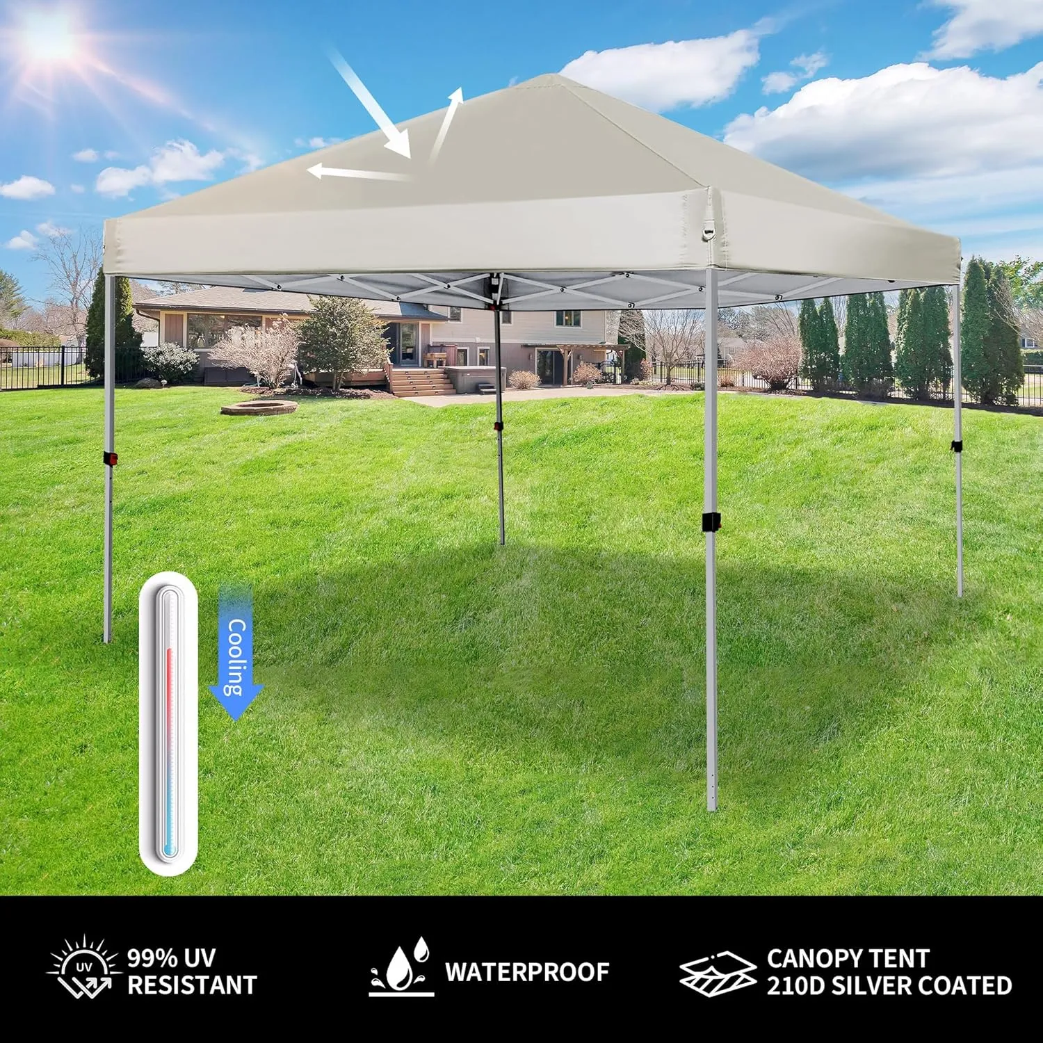 Pop Up Canopy Tent 8X8 FT,Easy Set-up Sade,Instant Shelter w/Canopy Cover,4 Ropes,Adjustable Straight Leg Heights Canopies,Outdoor Patio Tents for Parties,Commercial,White