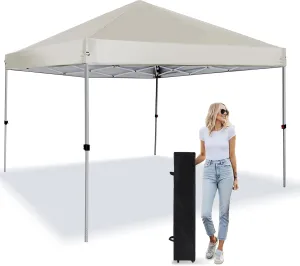 Pop Up Canopy Tent 8X8 FT,Easy Set-up Sade,Instant Shelter w/Canopy Cover,4 Ropes,Adjustable Straight Leg Heights Canopies,Outdoor Patio Tents for Parties,Commercial,White