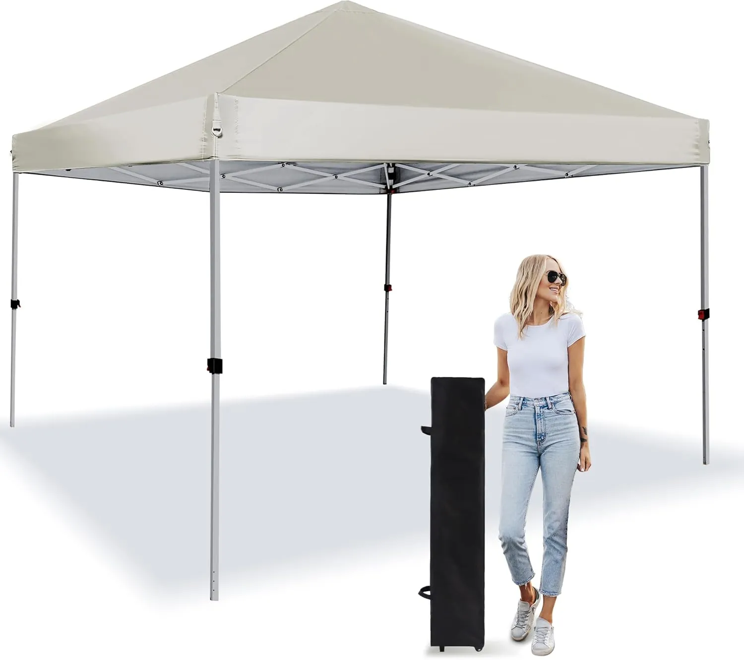 Pop Up Canopy Tent 8X8 FT,Easy Set-up Sade,Instant Shelter w/Canopy Cover,4 Ropes,Adjustable Straight Leg Heights Canopies,Outdoor Patio Tents for Parties,Commercial,White