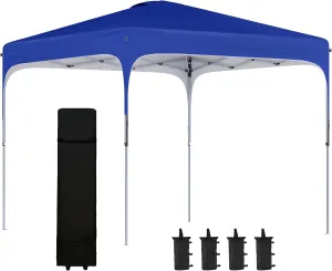 Pop Up Canopy Tent with Wheeled Carry Bag and 4 Sand Bags,Instant Sun Shelter,Tents for Parties,Height Adjustable for Outdoor,Garden,Patio,Royal Bue