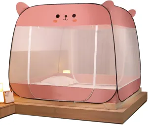 Pop-Up Mosquito Net Tent Wide Roof,Portable Folding Design with Bottom for Bedroom Yard Outdoor Camping Fishing Hiking Trip,Easy to Install,Pink,1.8M/Pink/1.8 * 2.2M