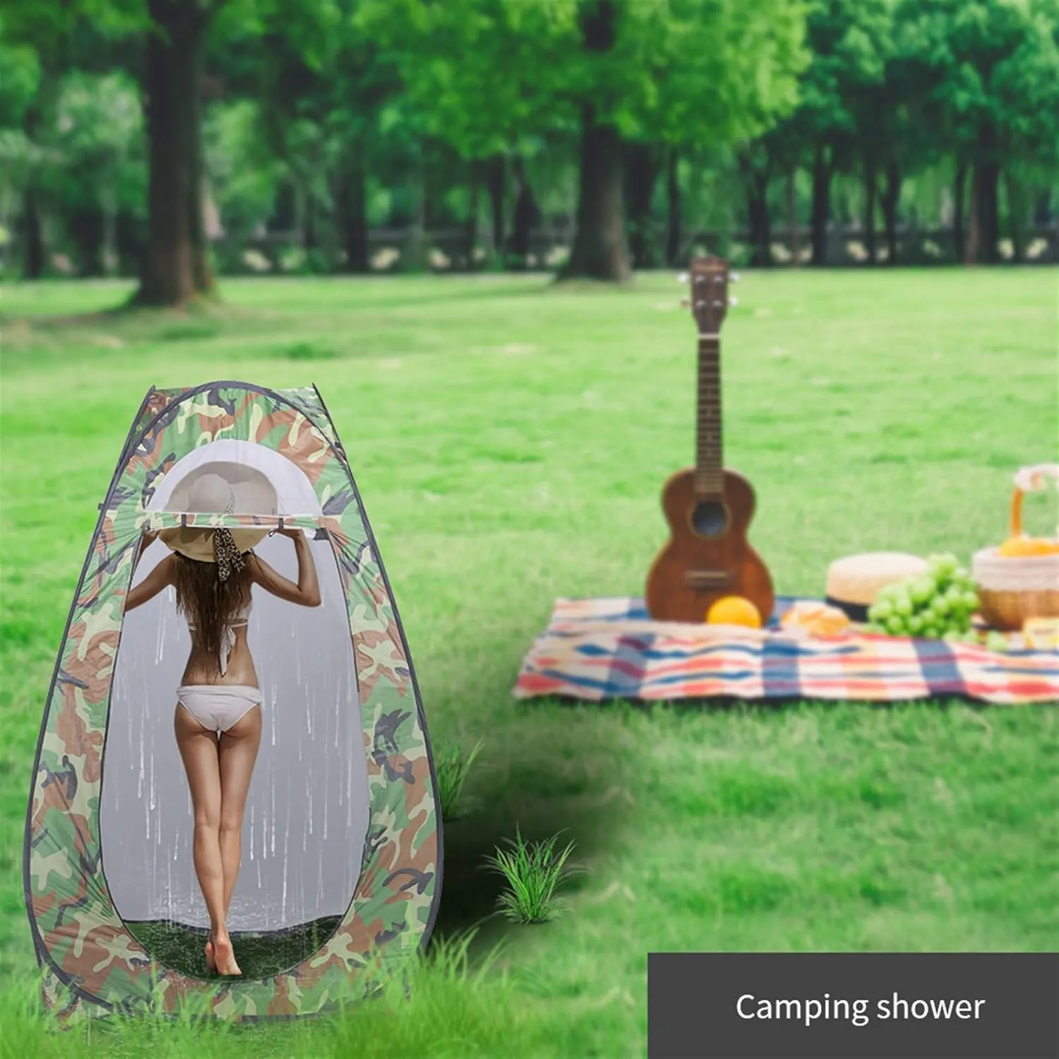 Pop Up Privacy Shower Tent Portable Outdoor Camp Toilet Changing Room Folding Lightweight Sun Rain Shelter Patio Outside Instant Camping Privacy Tent w/Carry Bag