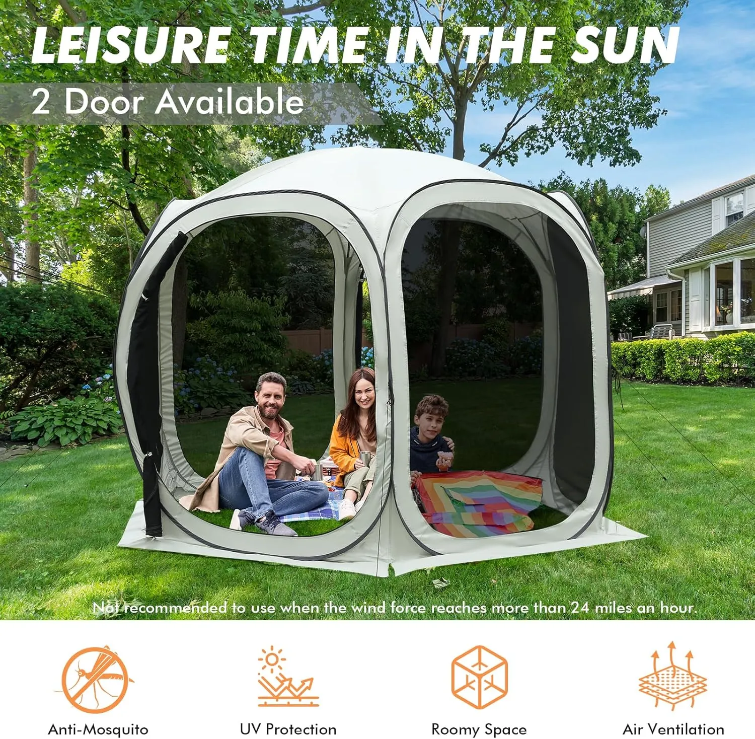 Pop-up Screen House Tent, Portable Screen Room for Outdoor, Pop up Gazebo with Mosquito Netting, Screened in Canopy for Camping for Outdoor Camping/Patio/Backyard (10 * 10ft)
