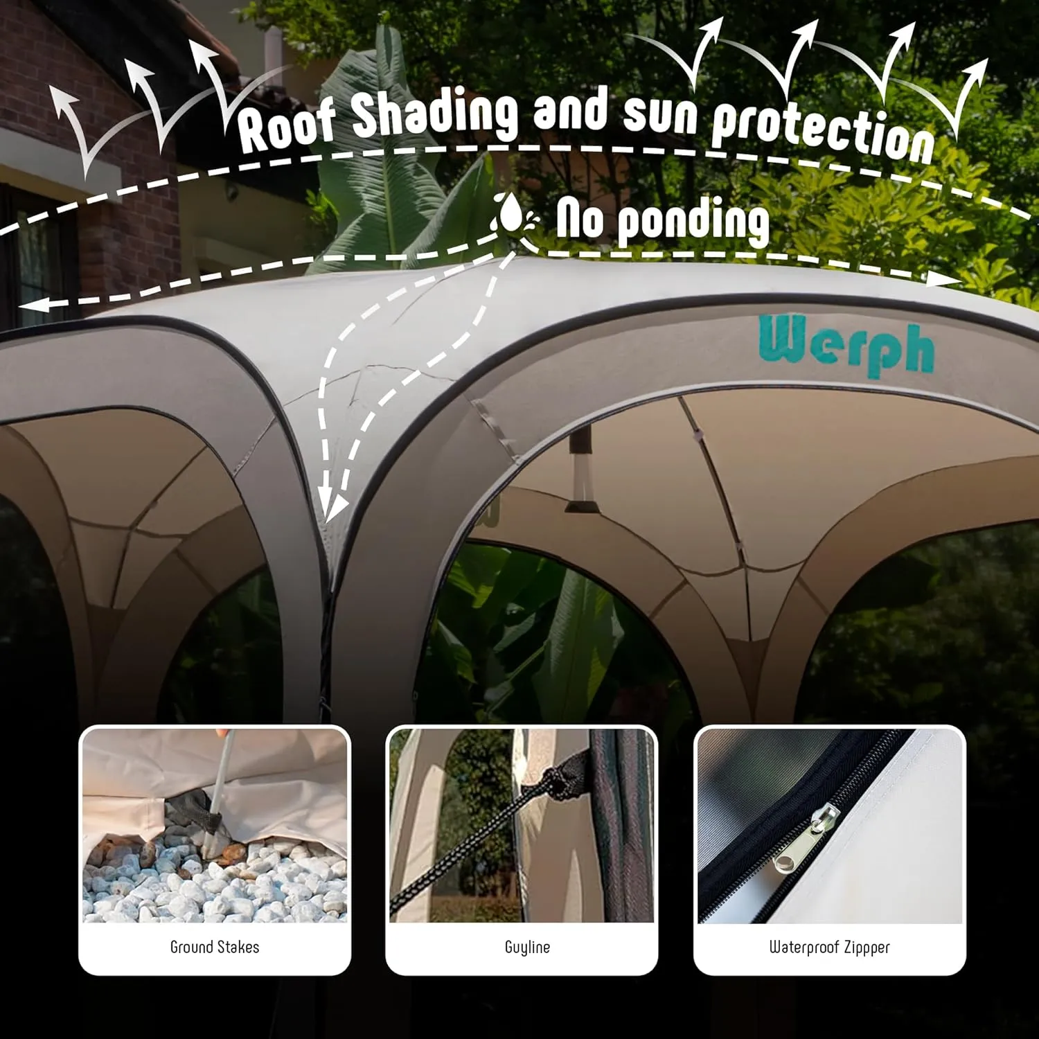 Pop Up Screen Tent Canopy, Portable Screen Canopy with Mosquito Net, Outdoor Screen Room Tent 12 x12 FT with Carry Bag for Lawn & Garden, Parties，Beige