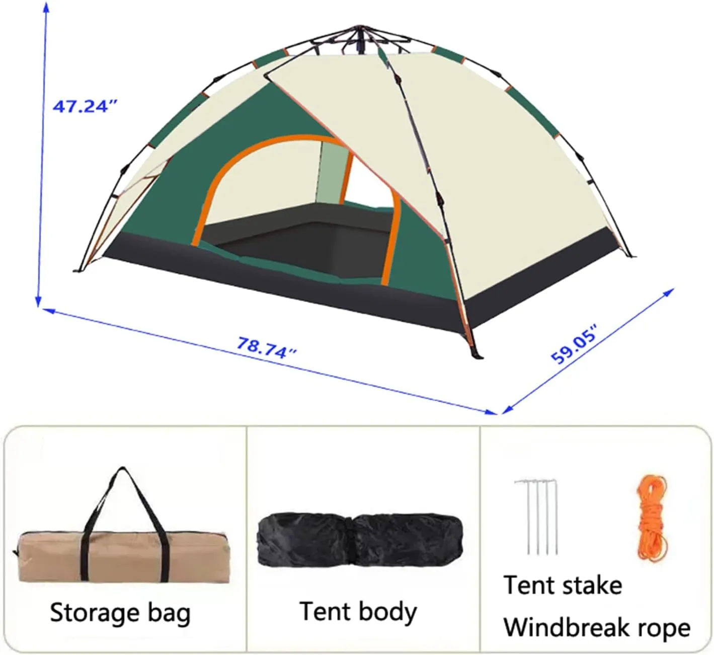 Pop up Tent Automatic 2/3 Person Camping Tent, Quick-Opening, Rainproof, Sunshine-Proof, Portable for Fishing, Hiking, Mountaineering, Hunting