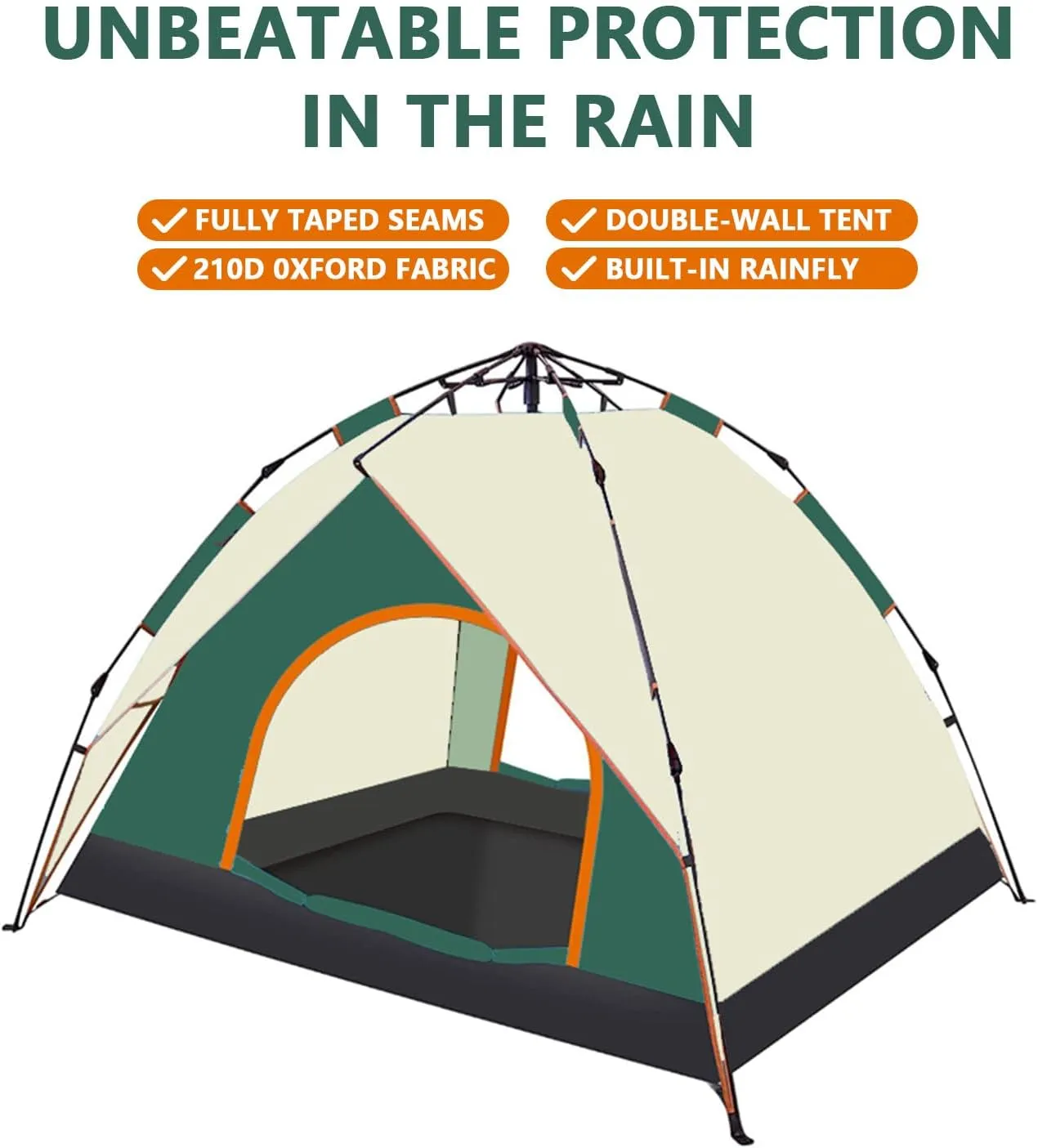 Pop up Tent Automatic 2/3 Person Camping Tent, Quick-Opening, Rainproof, Sunshine-Proof, Portable for Fishing, Hiking, Mountaineering, Hunting