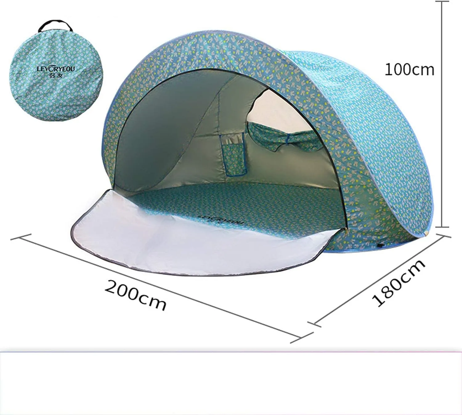 Pop Up Tent, Automatic Pop Up Portable Outdoors Family Beach 3-4 Persons Tent for Family Camping, Fishing, Picnic, Bench