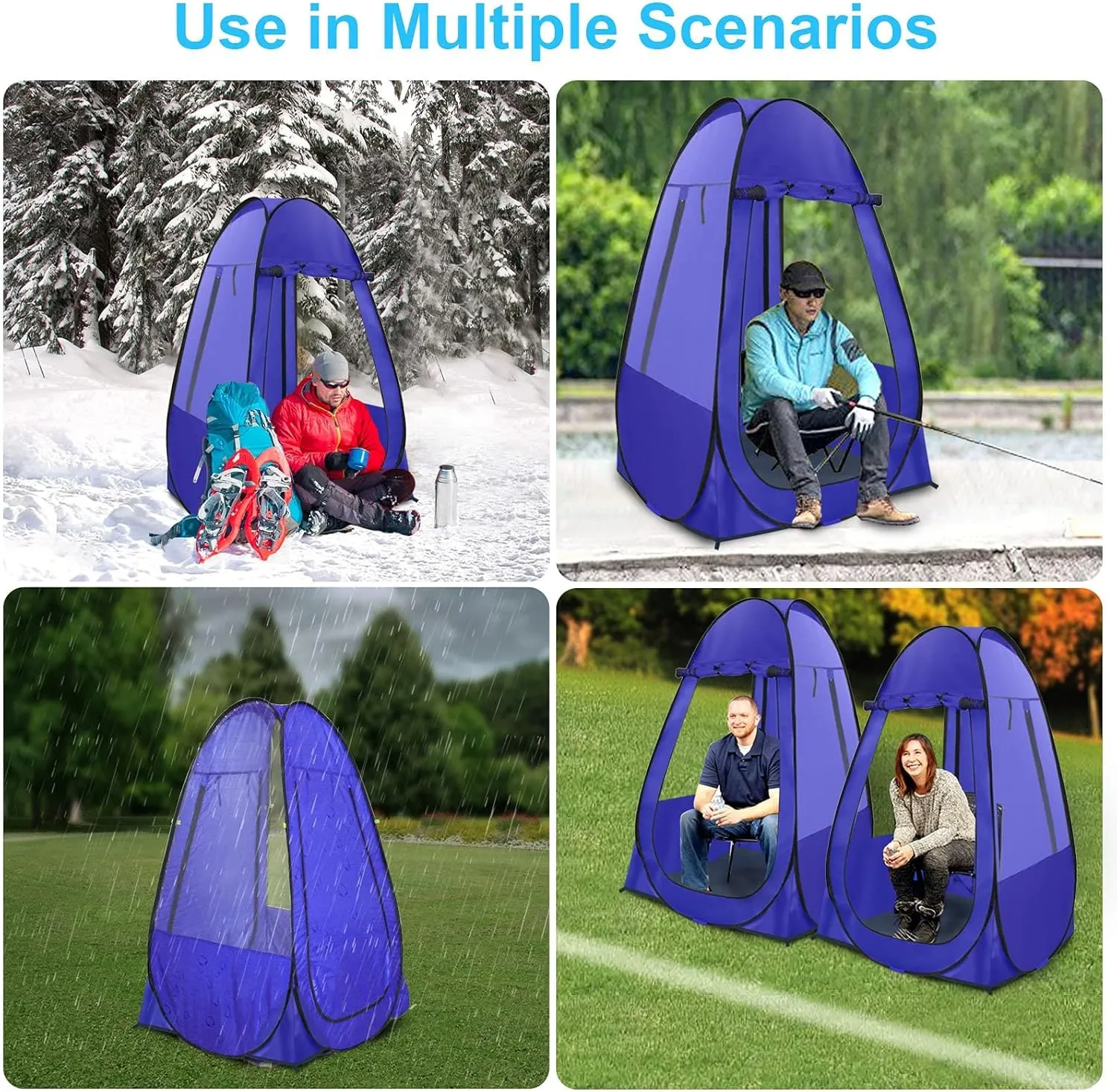 Pop Up Tent, Clear Outdoor Tents Sports Fishing, Rainproof and Windproof Beach Camping, Lightweight and Sturdy, Easy Set Up, UPF 50  Portable Folding 39" x 64"
