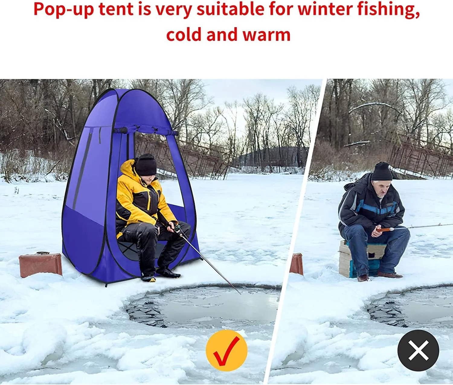 Pop Up Tent, Clear Outdoor Tents Sports Fishing, Rainproof and Windproof Beach Camping, Lightweight and Sturdy, Easy Set Up, UPF 50  Portable Folding 39" x 64"