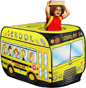 Pop Up Tent for Kids:School Bus Tent,Kids Pop Up Tent Indoor|Outdoor,Pop Up Play Tent for Kids,Without Installation,Suitable for 2-3 Children&for Ages 3 ,School Bus Toy for Boys and Girls